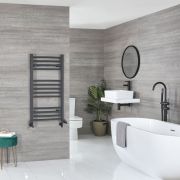Milano Artle Dual Fuel - Anthracite Curved Heated Towel Rail - 1000mm x 500mm