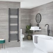Milano Artle Dual Fuel - Anthracite Curved Heated Towel Rail - 1600mm x 500mm