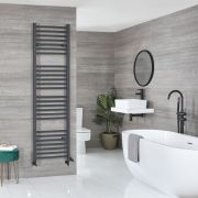 Milano Artle Dual Fuel - Anthracite Curved Heated Towel Rail - 1800mm x 500mm
