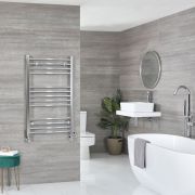 Milano Kent Dual Fuel - Chrome Curved Heated Towel Rail - 1000mm x 600mm