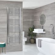 Milano Kent Dual Fuel - Chrome Curved Heated Towel Rail - 1600mm x 600mm