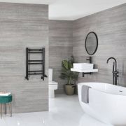 Milano Nero Dual Fuel - Black Straight Heated Towel Rail - 600mm x 400mm