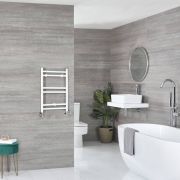 Milano Ive Dual Fuel - White Straight Heated Towel Rail - 600mm x 400mm