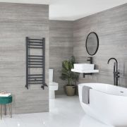 Milano Artle Dual Fuel - Anthracite Straight Heated Towel Rail - 1000mm x 400mm