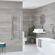 Milano Kent Dual Fuel - Chrome Straight Heated Towel Rail - 1000mm x 400mm