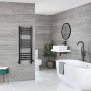 Milano Nero Dual Fuel - Black Straight Heated Towel Rail - 1000mm x 400mm