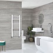 Milano Ive Dual Fuel - White Straight Heated Towel Rail - 1000mm x 400mm
