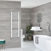 Milano Ive Dual Fuel - White Straight Heated Towel Rail - 1200mm x 400mm