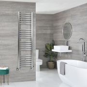 Milano Kent Dual Fuel - Chrome Straight Heated Towel Rail - 1600mm x 400mm