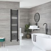 Milano Nero Dual Fuel - Black Straight Heated Towel Rail - 1600mm x 400mm