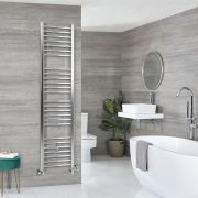 Milano Kent Dual Fuel - Chrome Straight Heated Towel Rail - 1800mm x 400mm