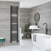 Milano Nero Dual Fuel - Black Straight Heated Towel Rail - 1800mm x 400mm