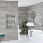 Milano Kent Dual Fuel - Chrome Straight Heated Towel Rail - 800mm x 500mm