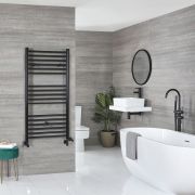 Milano Nero Dual Fuel - Black Straight Heated Towel Rail - 1200mm x 500mm
