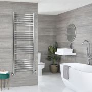 Milano Kent Dual Fuel - Chrome Straight Heated Towel Rail - 1600mm x 500mm