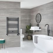 Milano Artle Dual Fuel - Anthracite Straight Heated Towel Rail - 800mm x 600mm