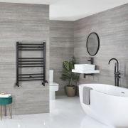 Milano Nero Dual Fuel - Black Straight Heated Towel Rail - 800mm x 600mm