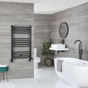 Milano Nero Dual Fuel - Black Straight Heated Towel Rail - 1000mm x 600mm