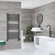 Milano Artle Dual Fuel - Anthracite Straight Heated Towel Rail - 1200mm x 600mm