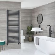 Milano Artle Dual Fuel - Anthracite Straight Heated Towel Rail - 1600mm x 600mm