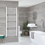 Milano Ive Dual Fuel - White Straight Heated Towel Rail - 1600mm x 600mm