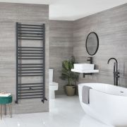 Milano Artle Dual Fuel - Anthracite Straight Heated Towel Rail - 1800mm x 600mm