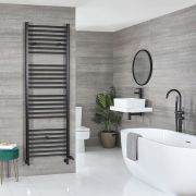 Milano Nero Dual Fuel - Black Straight Heated Towel Rail - 1800mm x 600mm