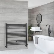 Milano Nero Dual Fuel - Black Straight Heated Towel Rail - 1000mm x 1000mm