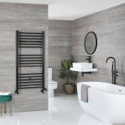 Milano Nero Dual Fuel - Black Straight Heated Towel Rail - Choice of Size