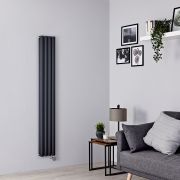 Milano x ECOSO Aruba Slim - Electric Anthracite Vertical Designer Radiator - 1600mm x 236mm (Double Panel) - with Wi-FI Thermostatic Heating Element
