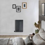 Milano x ECOSO Capri Electric - Anthracite Flat Panel Horizontal Designer Radiator - 635mm x 413mm (Single Panel) - with Wi-Fi Thermostatic Heating Element