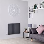 Milano Capri - Anthracite Flat Panel Horizontal Designer Radiator - 635mm x 826mm (Double Panel)