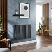 Milano x ECOSO Aruba Electric - Anthracite Horizontal Designer Radiator - 635mm x 826mm (Single Panel) - with Wi-Fi Thermostatic Heating Element
