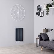 Milano Aruba Flow - Anthracite Horizontal Side Connection Designer Radiator - 635mm x 413mm (Double Panel)