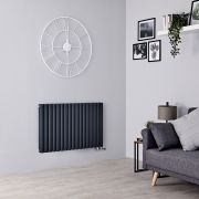 Milano Aruba Flow - Anthracite Horizontal Side Connection Designer Radiator - 635mm x 1000mm (Double Panel)