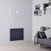 Milano Aruba Flow - Anthracite Horizontal Side Connection Designer Radiator - 635mm x 826mm (Double Panel)