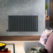 Milano x ECOSO Alpha Electric - Anthracite Horizontal Flat Panel Designer Radiator - 635mm x 1190mm (Single Panel) - with Wi-Fi Thermostatic Heating Element