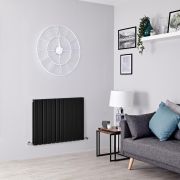 Milano Alpha - Black Horizontal Flat Panel Designer Radiator - 635mm Tall - Choice Of Width