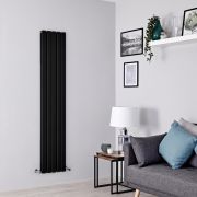 Milano Alpha - Black Vertical Flat Panel Designer Radiator - Choice of Size