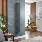 Milano x ECOSO Aruba - Electric Anthracite Vertical Designer Radiator - Choice of Size and Wi-Fi Thermostat - Plug-In and Hardwired Options