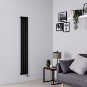 Milano x ECOSO Aruba - Electric Black Vertical Designer Radiator - 1600mm x 236mm (Single Panel) - with Wi-FI Thermostatic Heating Element