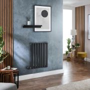 Milano x ECOSO Aruba Electric - Black Horizontal Designer Radiator 635mm x 413mm (Single Panel) - with Wi-Fi Thermostatic Heating Element