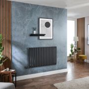 Milano x ECOSO Aruba Electric - Black Horizontal Designer Radiator - 635mm x 1000mm (Single Panel) - with Wi-Fi Thermostatic Heating Element