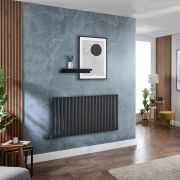 Milano x ECOSO Aruba Electric - Black Horizontal Designer Radiator - 635mm x 1180mm (Single Panel) - with Wi-Fi Thermostatic Heating Element