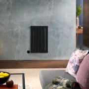 Milano x ECOSO Alpha Electric - Black Horizontal Flat Panel Designer Radiator - 635mm x 420mm (Single Panel) - with Wi-Fi Thermostatic Heating Element