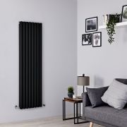 Milano Aruba - Black Vertical Designer Radiator - 1600mm x 472mm (Double Panel)