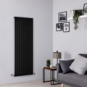 Milano Aruba - Black Vertical Designer Radiator - 1600mm x 590mm (Single Panel)