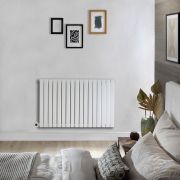 Milano x ECOSO Capri Electric - White Flat Panel Horizontal Designer Radiator - 635mm x 1000mm (Single Panel) - with Wi-Fi Thermostatic Heating Element