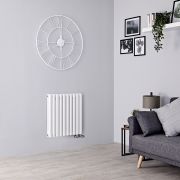 Milano Aruba Flow - White Horizontal Side Connection Designer Radiator - 635mm x 590mm (Double Panel)
