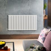 Milano x ECOSO Alpha Electric - White Horizontal Flat Panel Designer Radiator - 635mm x 1190mm (Single Panel) - with Wi-Fi Thermostatic Heating Element